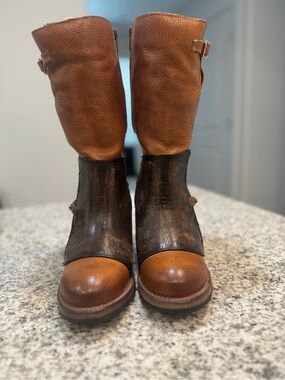 NEW Freebird Clayton Two-Tone Brown Leather Heeled Boots